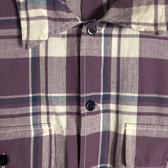 AYR The Captain Madras Purple Rain Plaid Long Sleeve Button Up Shirt Size Medium - Picture 9 of 9
